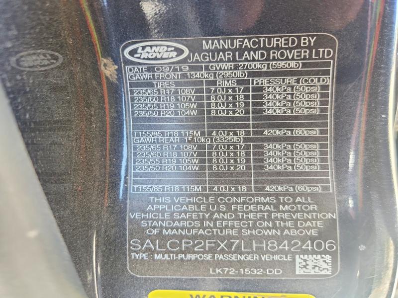 Продажа на аукционе авто 2020 Land Rover Discovery Sport, vin: SALCP2FX7LH842406, номер лота: 57837756