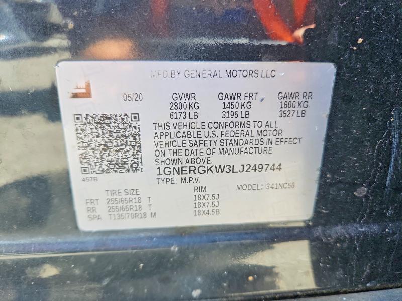 Продаж на аукціоні авто 2020 Chevrolet Traverse, vin: 1GNERGKW3LJ249744, номер лоту: 56720486