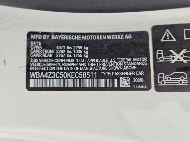 59122296 :رقم المزاد ، WBA4Z3C50KEC58511 vin ، 2019 Bmw 430xi مزاد بيع