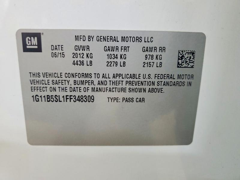 56944436 :رقم المزاد ، 1G11B5SL1FF348309 vin ، 2015 Chevrolet Malibu مزاد بيع