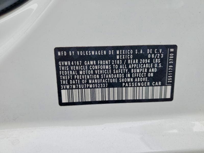 2023 Volkswagen Jetta მანქანა იყიდება აუქციონზე, vin: 3VW7M7BU7PM052337, აუქციონის ნომერი: 58932816