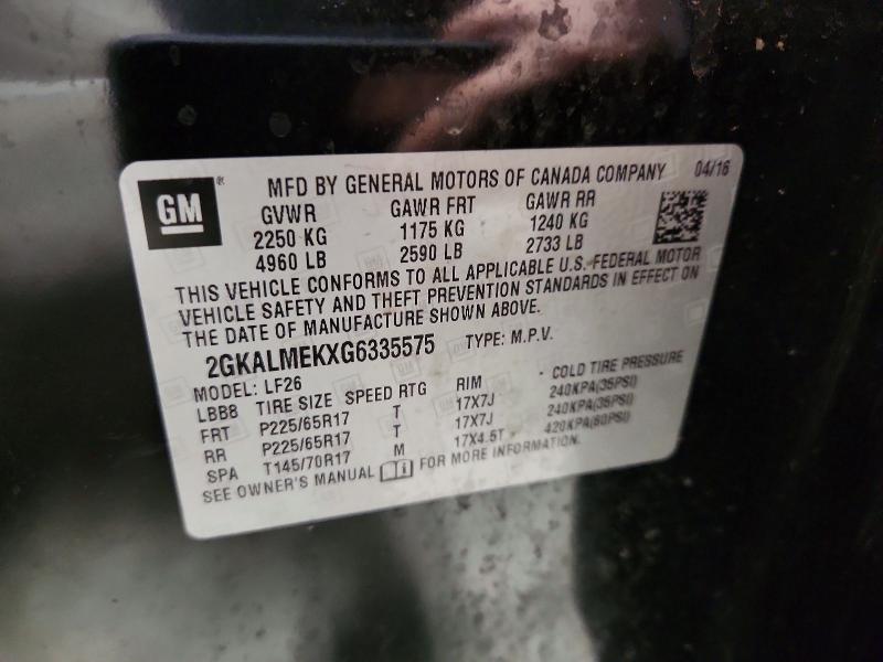 2016 Gmc Terrain მანქანა იყიდება აუქციონზე, vin: 2GKALMEKXG6335575, აუქციონის ნომერი: 56737426