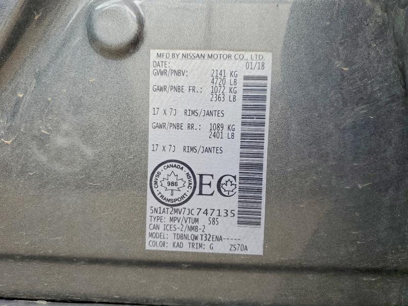 Продажа на аукционе авто 2018 Nissan Rogue, vin: 5N1AT2MV7JC747135, номер лота: 57708856