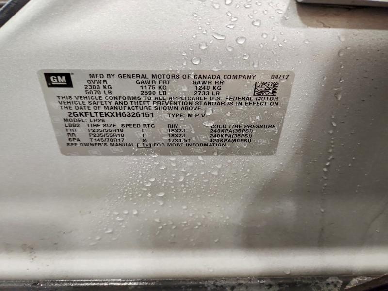 2017 Gmc Terrain მანქანა იყიდება აუქციონზე, vin: 2GKFLTEKXH6326151, აუქციონის ნომერი: 58320026