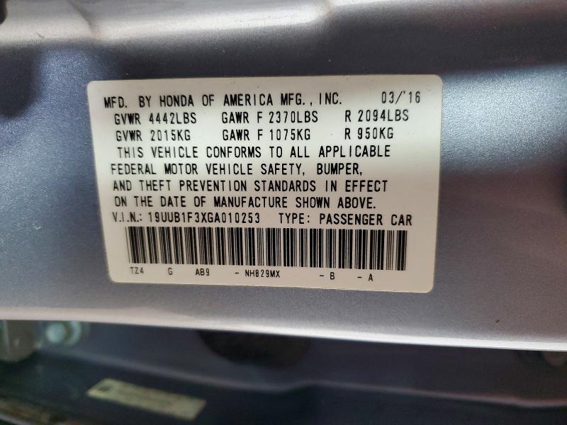 56891436 :رقم المزاد ، 19UUB1F3XGA010253 vin ، 2016 Acura Tlk مزاد بيع