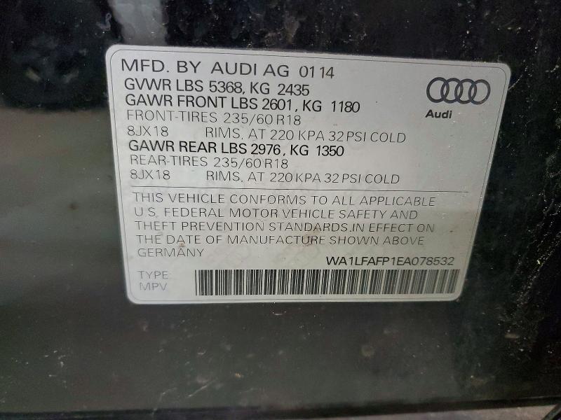 Aukcja sprzedaży 2014 Audi Q5, vin: WA1LFAFP1EA078532, numer aukcji: 57156676