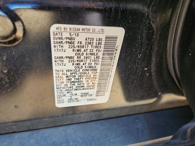 56758146 :رقم المزاد ، JN8AT2MV8JW340948 vin ، 2018 Nissan Rogue مزاد بيع