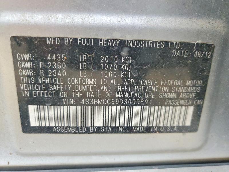 2013 Subaru Legacy მანქანა იყიდება აუქციონზე, vin: 4S3BMCG69D3009891, აუქციონის ნომერი: 58724016