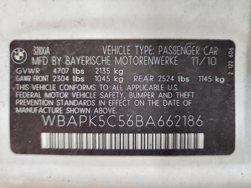 58627136 :رقم المزاد ، WBAPK5C56BA662186 vin ، 2011 Bmw 328 مزاد بيع