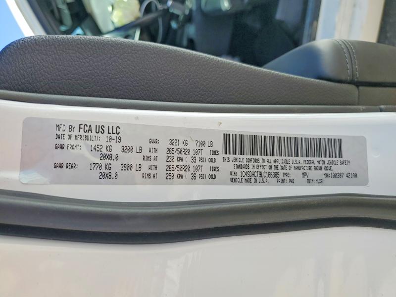 Auction sale of the 2020 Dodge Durango, vin: 1C4SDHCT9LC166389, lot number: 58537726