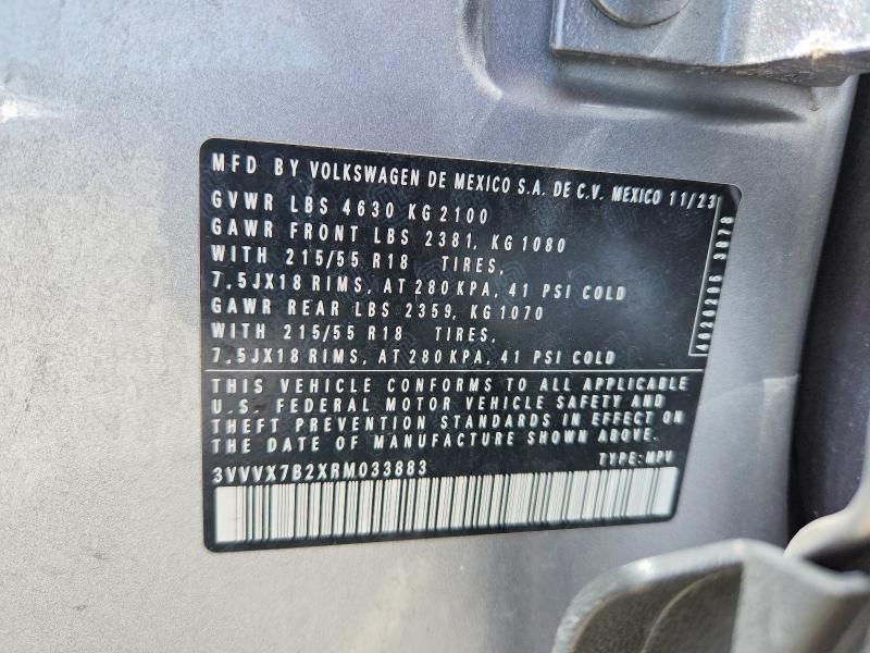 Продаж на аукціоні авто 2024 Volkswagen Taos, vin: 3VVVX7B2XRM033883, номер лоту: 85792525