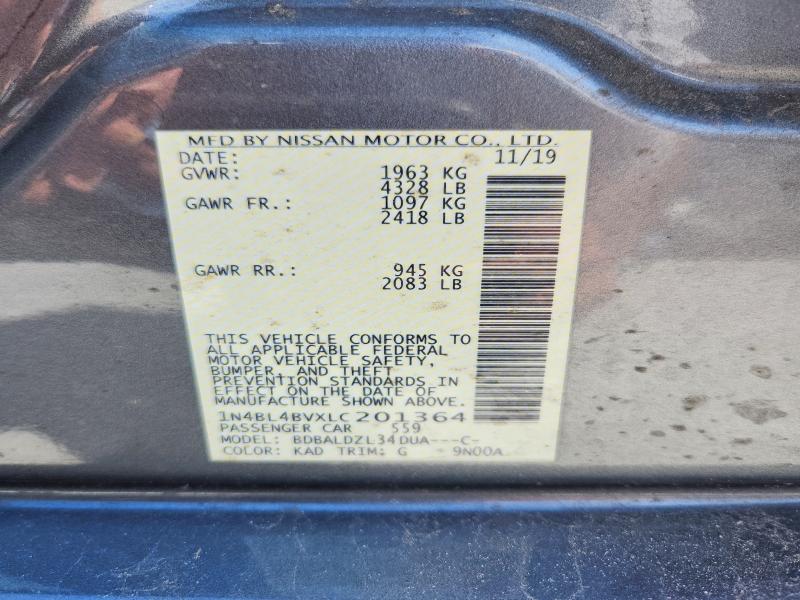 Aukcja sprzedaży 2020 Nissan Altima, vin: 1N4BL4BVXLC201364, numer aukcji: 57320846