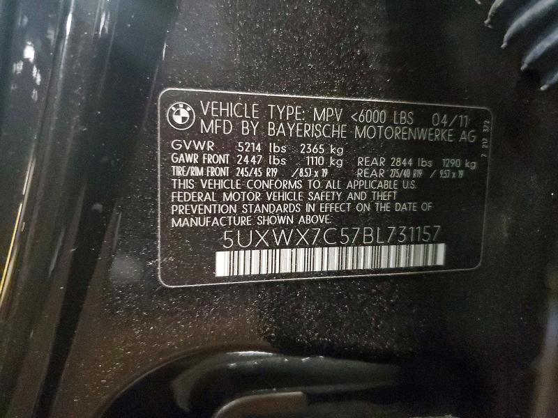 58419306 :رقم المزاد ، 5UXWX7C57BL731157 vin ، 2011 Bmw X3 مزاد بيع