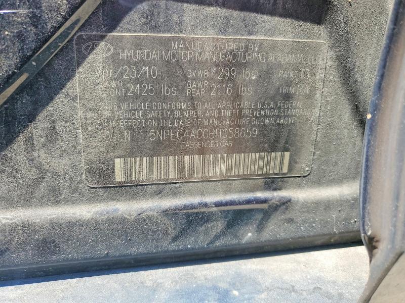 2011 Hyundai Sonata მანქანა იყიდება აუქციონზე, vin: 5NPEC4AC0BH058659, აუქციონის ნომერი: 56665466
