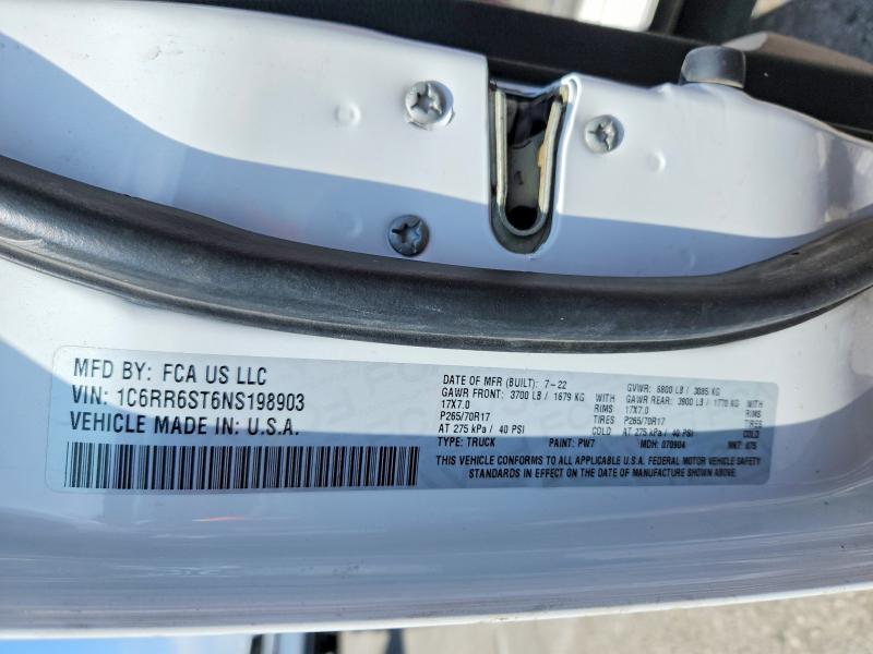 Продажа на аукционе авто 2022 Ram 1500, vin: 1C6RR6ST6NS198903, номер лота: 55814386
