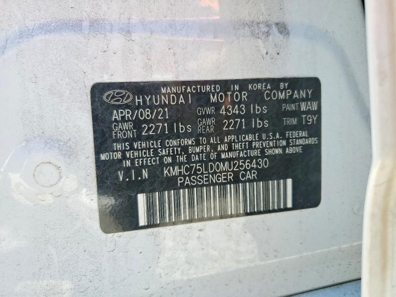 56893006 :رقم المزاد ، KMHC75LD0MU256430 vin ، 2021 Hyundai Ioniq مزاد بيع