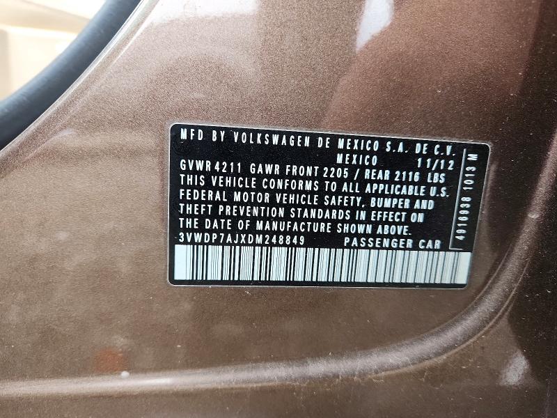 55478106 :رقم المزاد ، 3VWDP7AJXDM248849 vin ، 2013 Volkswagen Jetta مزاد بيع