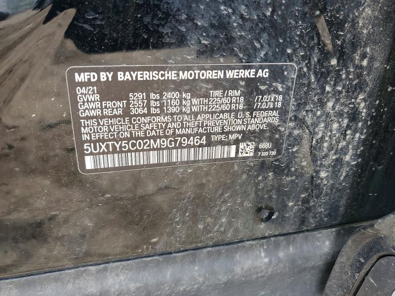 58112016 :رقم المزاد ، 5UXTY5C02M9G79464 vin ، 2021 Bmw X3 مزاد بيع