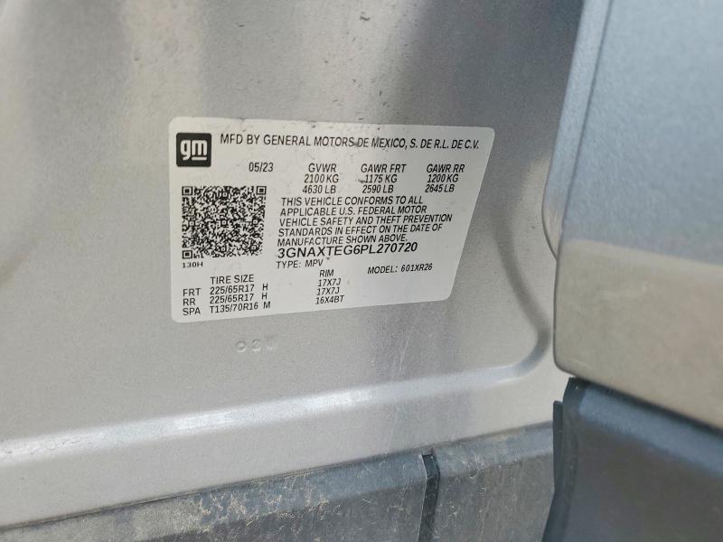 2023 Chevrolet Equinox მანქანა იყიდება აუქციონზე, vin: 3GNAXTEG6PL270720, აუქციონის ნომერი: 57198716