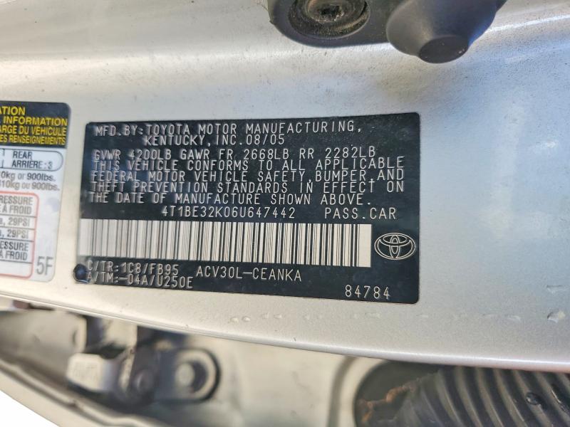 Aukcja sprzedaży 2006 Toyota Camry, vin: 4T1BE32K06U647442, numer aukcji: 58841736