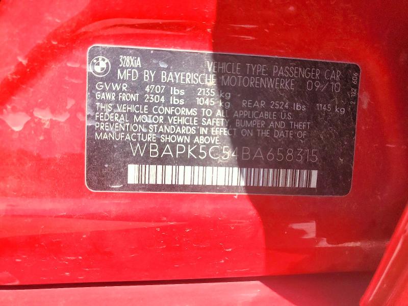 55062186 :رقم المزاد ، WBAPK5C54BA658315 vin ، 2011 Bmw 328 مزاد بيع