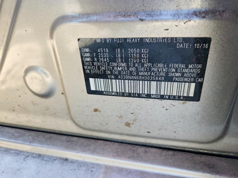 58705626 :رقم المزاد ، 4S3BNAN68H3035649 vin ، 2017 Subaru Legacy مزاد بيع