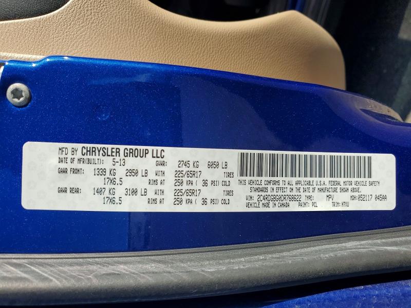 Продаж на аукціоні авто 2013 Dodge Grand Caravan, vin: 2C4RDGBG0DR768622, номер лоту: 57962296