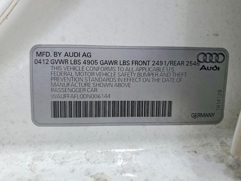 Aukcja sprzedaży 2013 Audi A4, vin: WAUFFAFL0DN006144, numer aukcji: 56369996