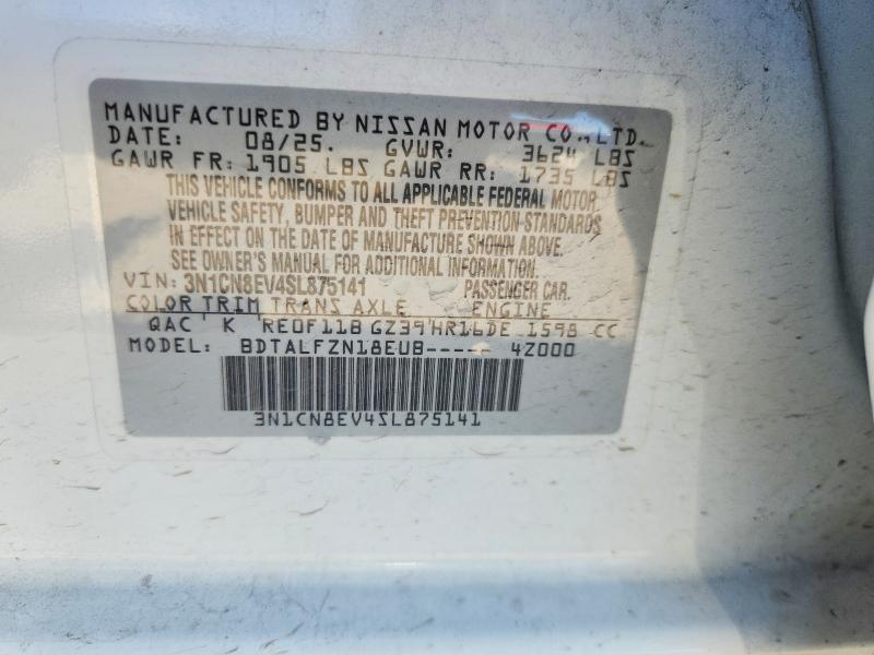 Aukcja sprzedaży 2025 Nissan Versa, vin: 3N1CN8EV4SL875141, numer aukcji: 55592256