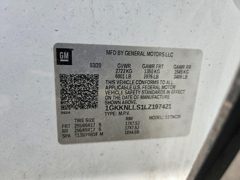2020 Gmc Acadia მანქანა იყიდება აუქციონზე, vin: 1GKKNLLS1LZ197421, აუქციონის ნომერი: 58746586