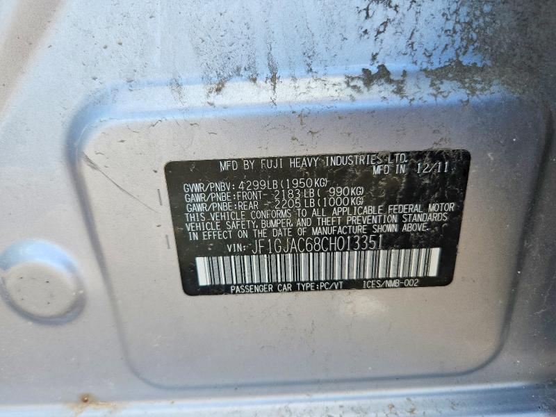 Продажа на аукционе авто 2012 Subaru Impreza, vin: JF1GJAC68CH013351, номер лота: 57866246