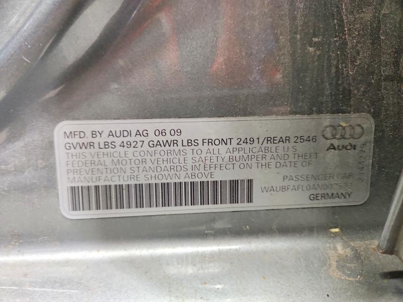 Aukcja sprzedaży 2010 Audi A4, vin: WAUBFAFL0AN002573, numer aukcji: 55494666