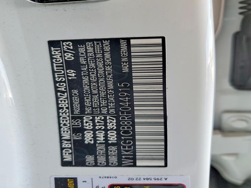 58123216 :رقم المزاد ، W1KEG1CB8RF044915 vin ، 2024 Mercedes-benz Eqe Sedan مزاد بيع