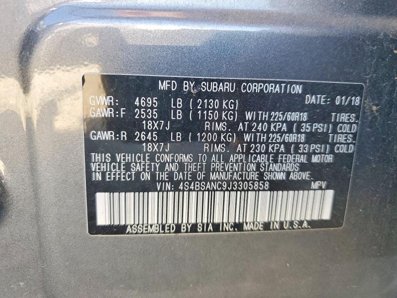 Aukcja sprzedaży 2018 Subaru Outback, vin: 4S4BSANC9J3305858, numer aukcji: 58098106