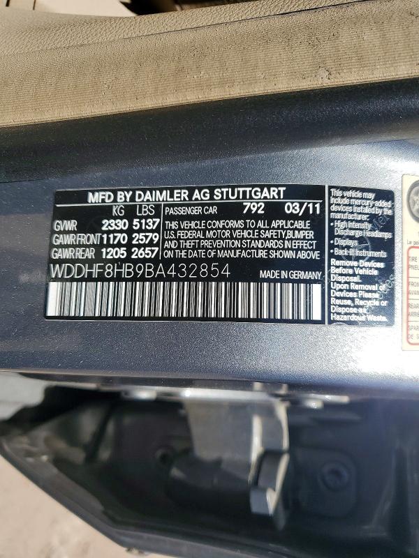 Продаж на аукціоні авто 2011 Mercedes-benz E, vin: WDDHF8HB9BA432854, номер лоту: 55439196
