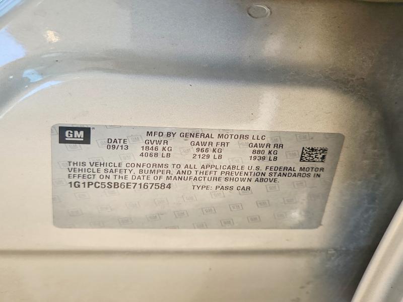 2014 Chevrolet Cruze მანქანა იყიდება აუქციონზე, vin: 1G1PC5SB6E7167584, აუქციონის ნომერი: 58457186