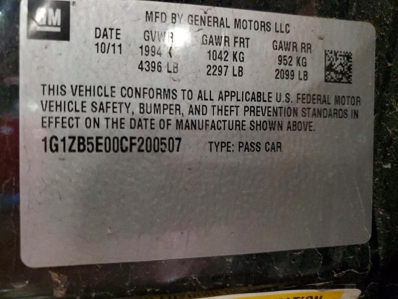 Aukcja sprzedaży 2012 Chevrolet Malibu, vin: 1G1ZB5E00CF200507, numer aukcji: 57051126