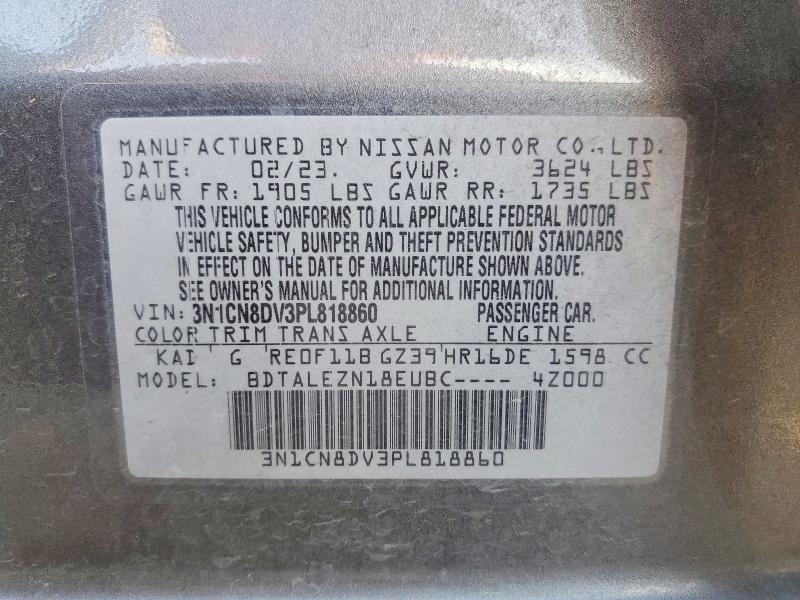 56646116 :رقم المزاد ، 3N1CN8DV3PL818860 vin ، 2023 Nissan Versa مزاد بيع