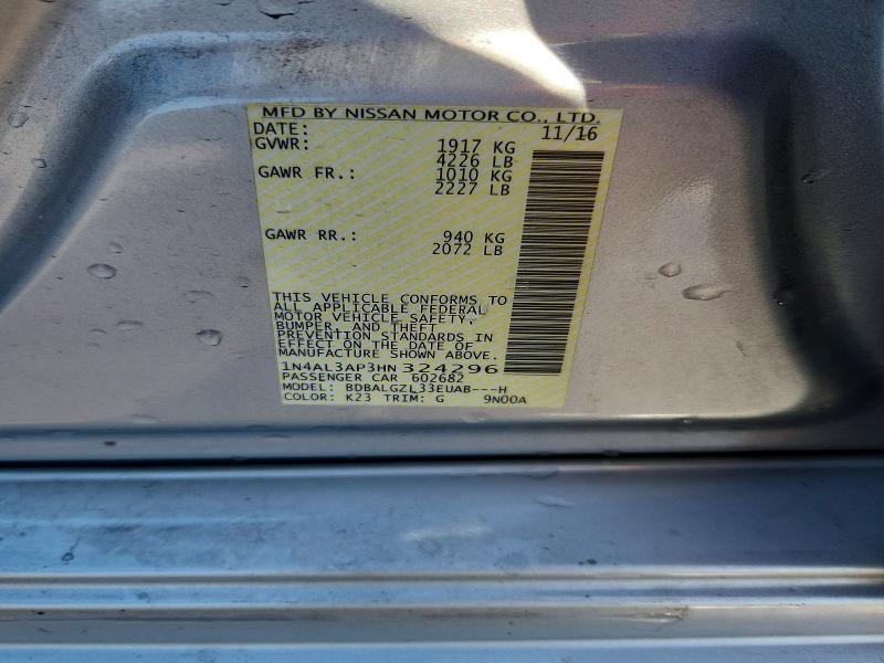2017 Nissan Altima მანქანა იყიდება აუქციონზე, vin: 1N4AL3AP3HN324296, აუქციონის ნომერი: 59156746