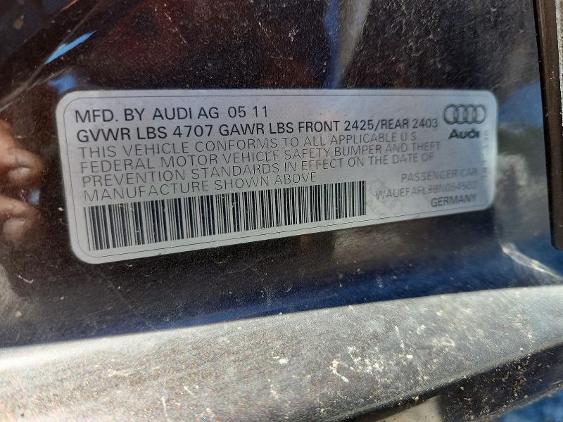 56051166 :رقم المزاد ، WAUEFAFL8BN054502 vin ، 2011 Audi A4 مزاد بيع