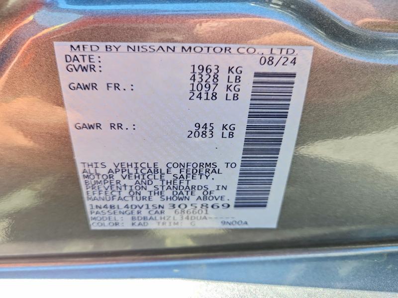 56526456 :رقم المزاد ، 1N4BL4DV1SN305869 vin ، 2025 Nissan Altima مزاد بيع