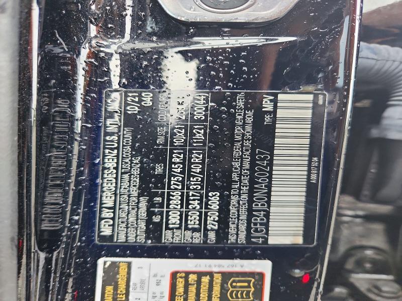 56154246 :رقم المزاد ، 4JGFB4JB0NA602437 vin ، 2022 Mercedes-benz Gle مزاد بيع