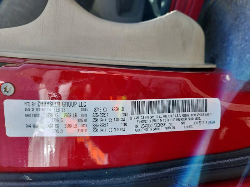 56464666 :رقم المزاد ، 2C4RDGCG7DR686594 vin ، 2013 Dodge Grand Caravan مزاد بيع