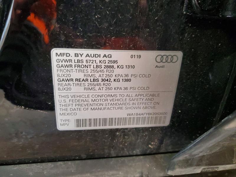 Aukcja sprzedaży 2019 Audi Sq5, vin: WA1B4AFY6K2053500, numer aukcji: 58843936
