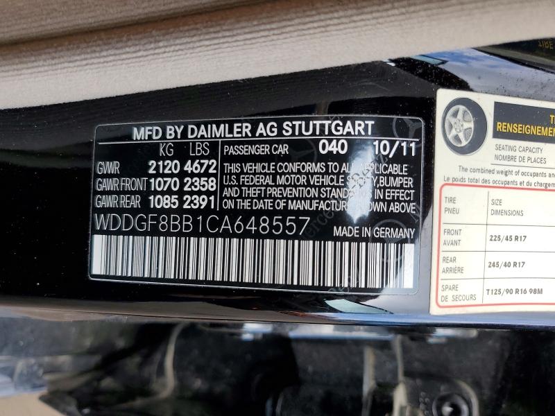 2012 Mercedes-benz C მანქანა იყიდება აუქციონზე, vin: WDDGF8BB1CA648557, აუქციონის ნომერი: 56513646