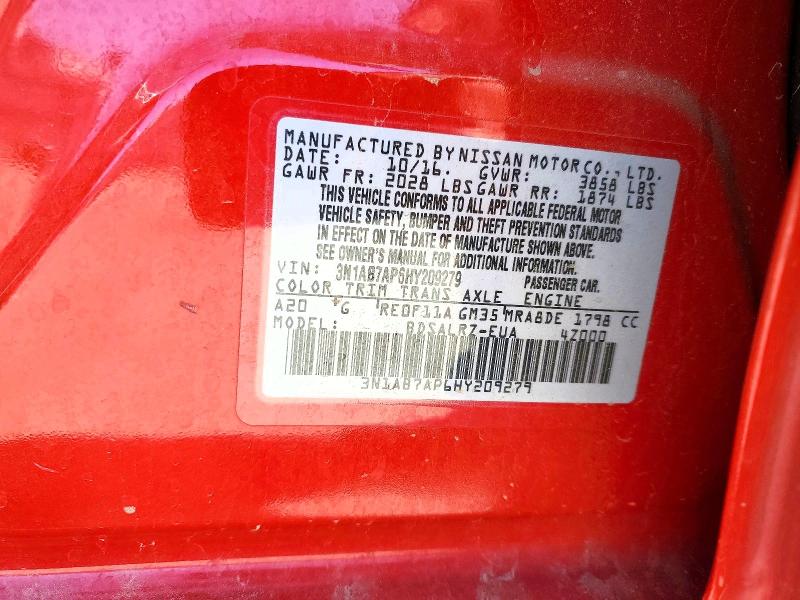 Aukcja sprzedaży 2017 Nissan Sentra, vin: 3N1AB7AP6HY209279, numer aukcji: 58400526