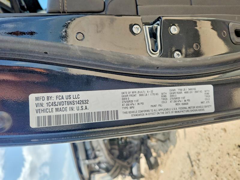 Продажа на аукционе авто 2022 Jeep Wagoneer, vin: 1C4SJVDT6NS142632, номер лота: 57597896