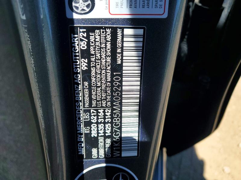 2021 Mercedes-benz S მანქანა იყიდება აუქციონზე, vin: W1K6G7GB5MA052901, აუქციონის ნომერი: 55329966