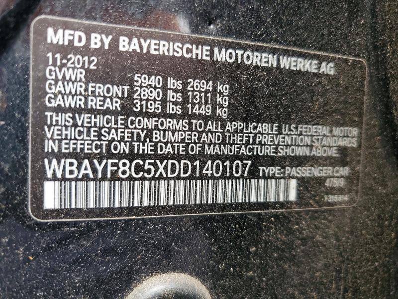 2013 Bmw 750 მანქანა იყიდება აუქციონზე, vin: WBAYF8C5XDD140107, აუქციონის ნომერი: 58438756