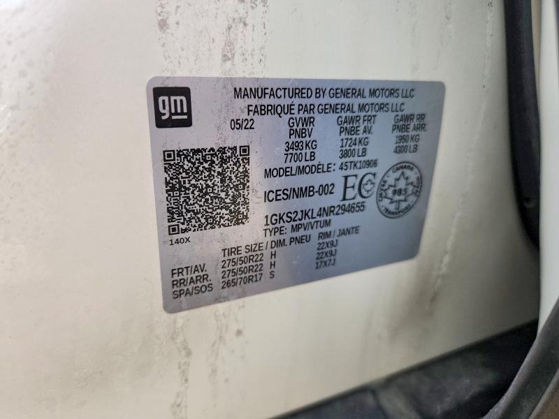Продажа на аукционе авто 2022 Gmc Yukon Xl, vin: 1GKS2JKL4NR294655, номер лота: 57367936